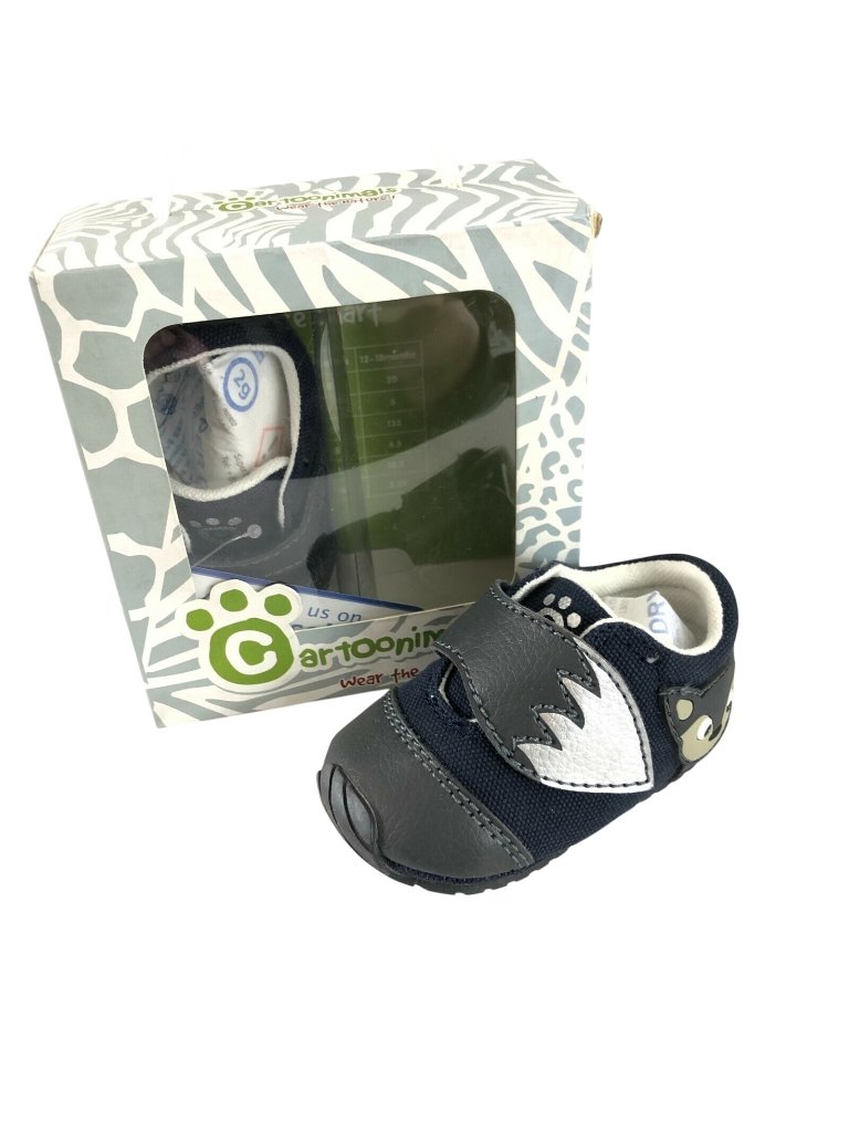 Cartoonimals Baby Sneakers Hook & Loop Canvas Fox Navy Blue Us Size 3